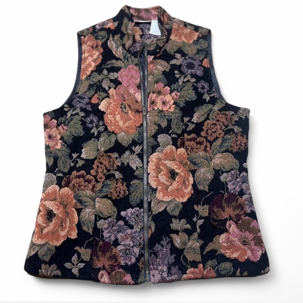 White Stag Floral Tapestry Vest